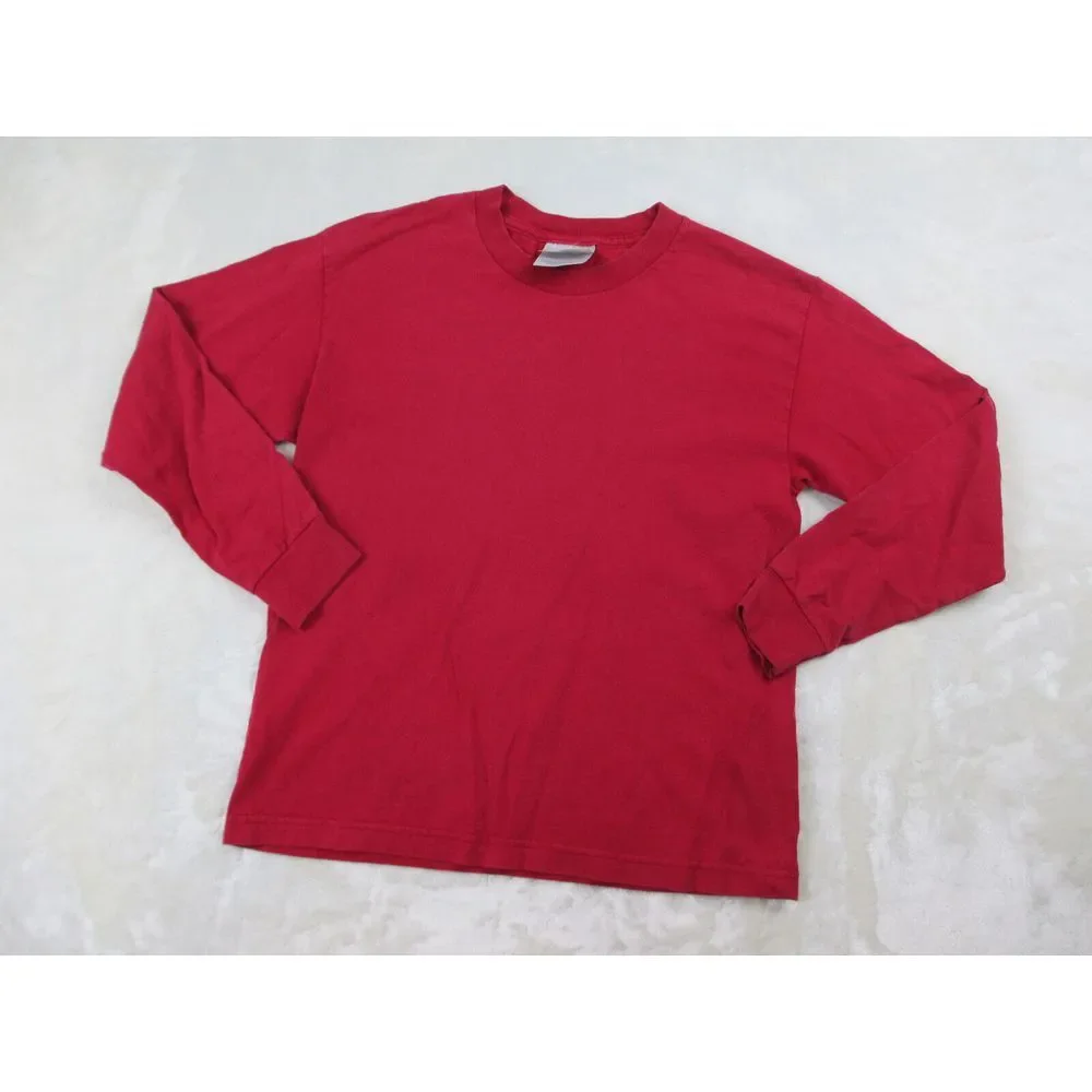 VINTAGE Nike‎ Shirt Boys Medium Red Long Sleeve 90s Kids Youth*